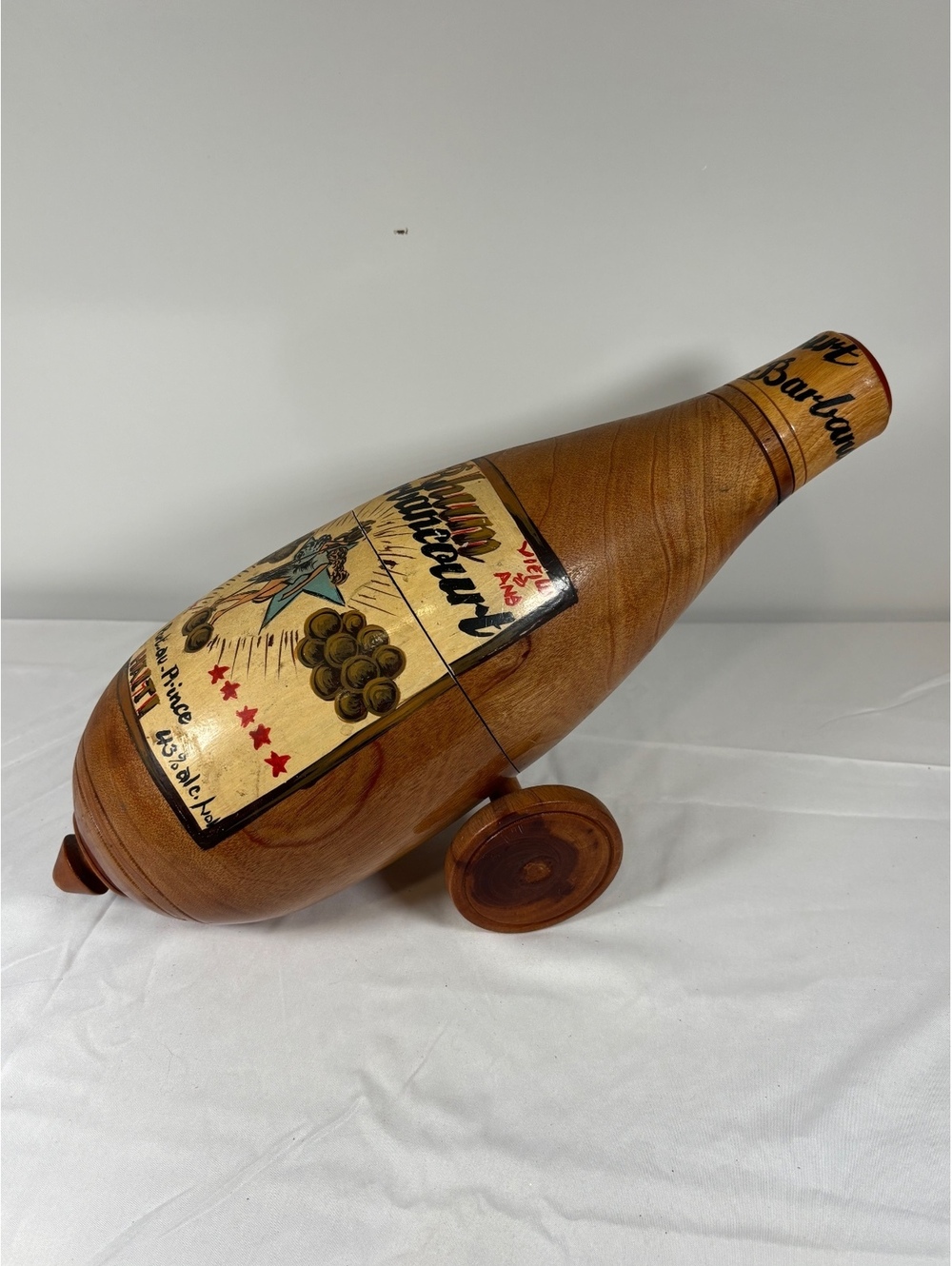 Vintage Rhum Barbancourt Wooden Bottle Cannon Container Haiti Port Au Prince